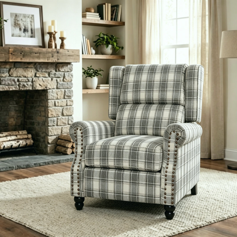 87.5cm Wide Glider Standard Recliner, Grey Linen