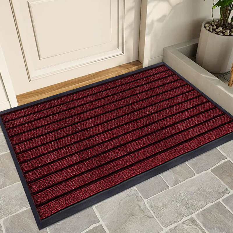 NON-SLIP RUBBER DOOR MAT - INDOOR/OUTDOOR USE, Burgundy, 50cm W x 80cm L