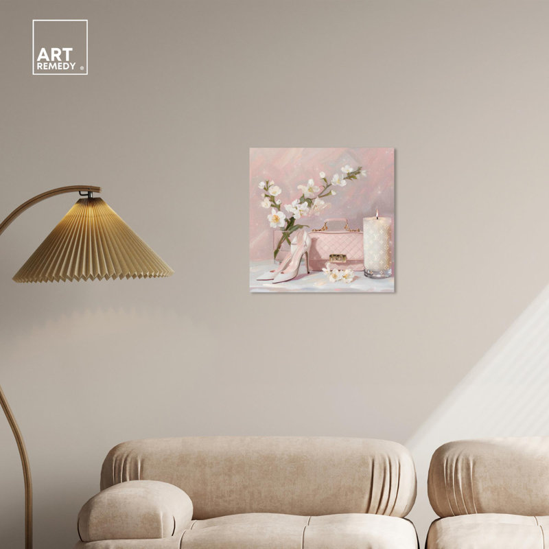 Pink Spring Glam Essentials Canvas Floral Glam Art by Art Remedy, Wrapped Canvas, 20" H x 20" W