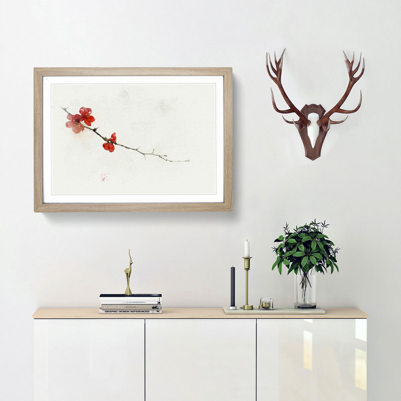 Pink Petal Falling - Framed Print, 50cm H x 76cm W x 2cm D, Oak