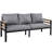 4-Piece Outdoor Furniture Sofa Set For 5 People With Acacia Wood Armrests, Patio Conversation Set With Removable Cushion And Solid Wood Coffee Table For Garden And Backyard, Grey-2056353364