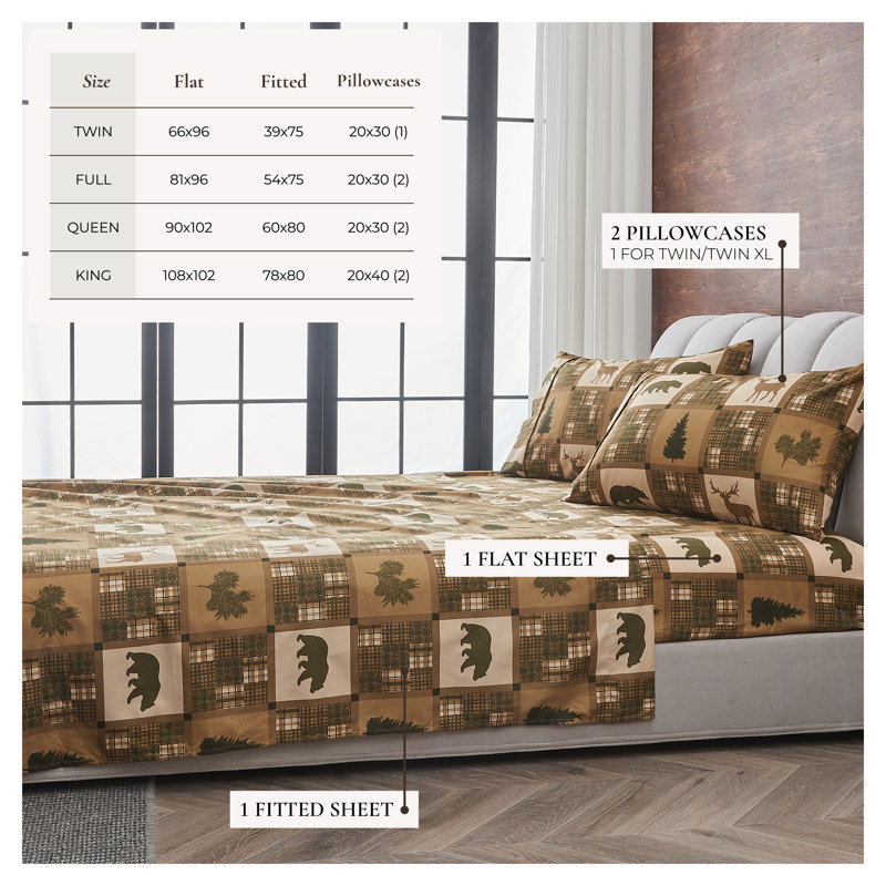 Ultra Soft Lodge Printed Microfiber Sheet Set, King, Stonehurst