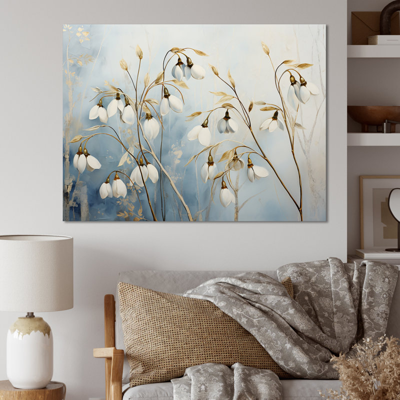 «White and Blue Snowdrops Simplicity III», reproduction sur toile, H 24 po x l 32 po x P 1 po, Toile tendue