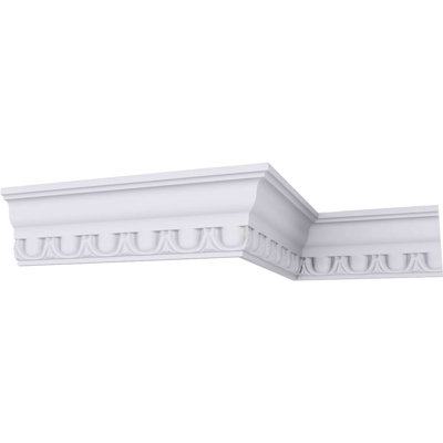Endurathane Egg & Dart Crown Moulding, 3"H x 1 1/2"P x 3 3/8"F x 94 1/2"L, Factory Primed