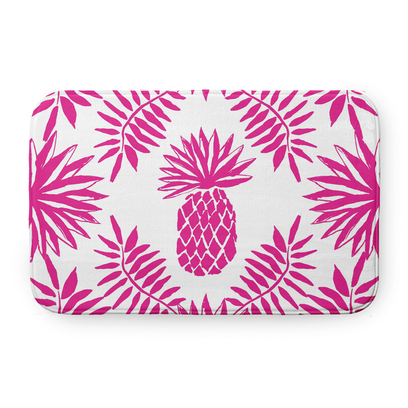 Tapis de bain Mango Pineapple Leaves, L 17 po x L 24 po, Rose