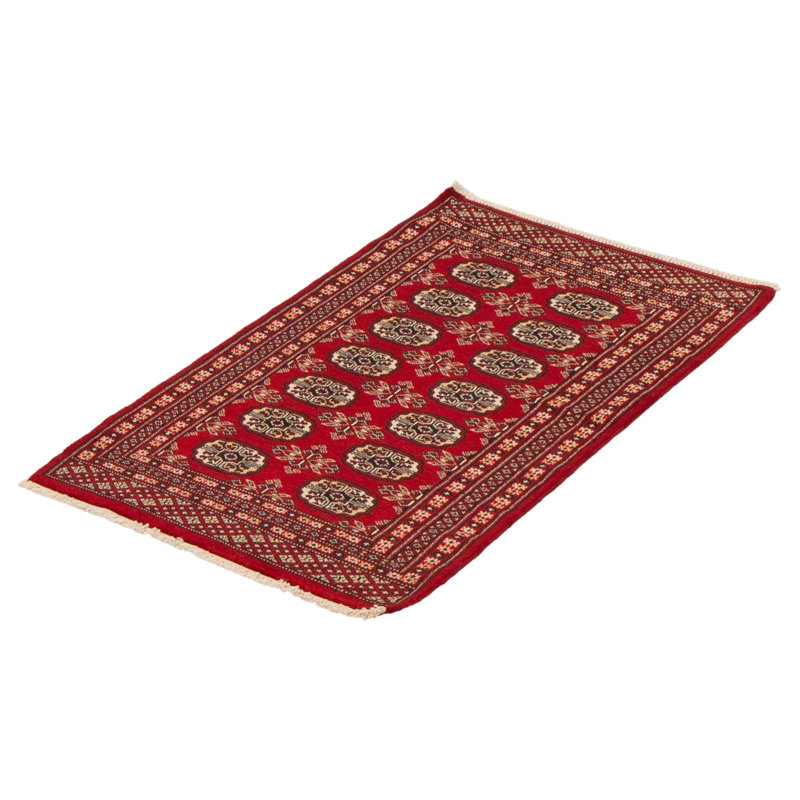 Tapis rouge foncé Malayka Peshawar Bokhara 2 pi 6 po x 3 pi 11 po