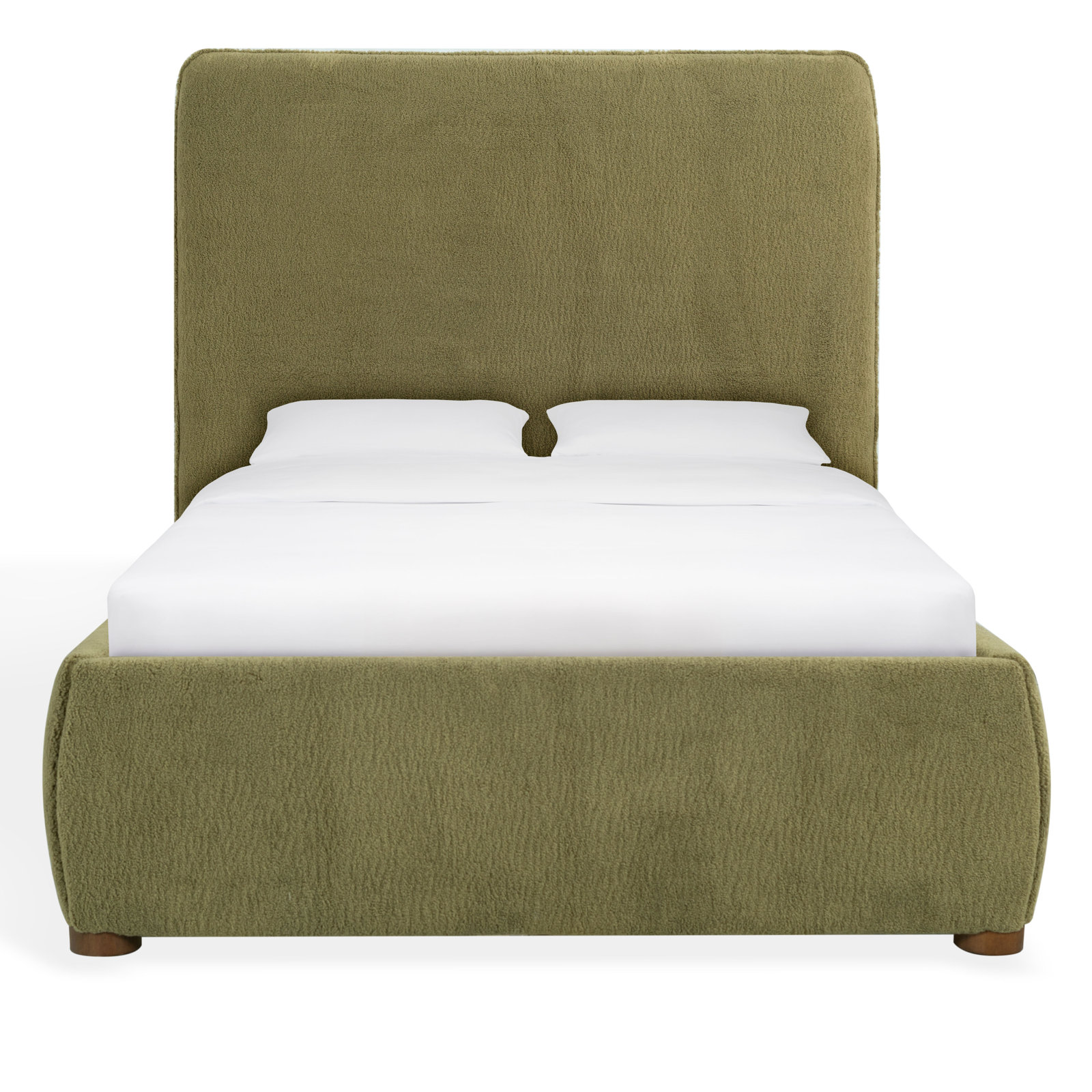 Callahan Linen Upholstered Bed, Olive Green Faux Sherpa, Twin