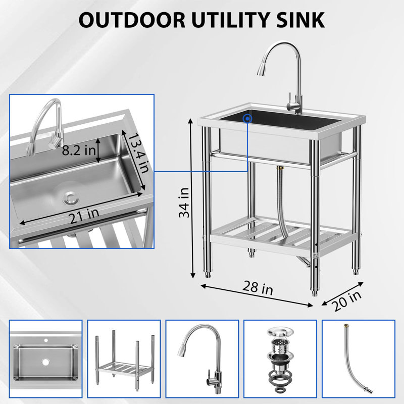 304 Stainless Steel Freestanding Sink