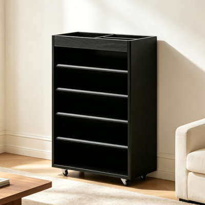 Bibliothèque standard noire moderne en bois massif