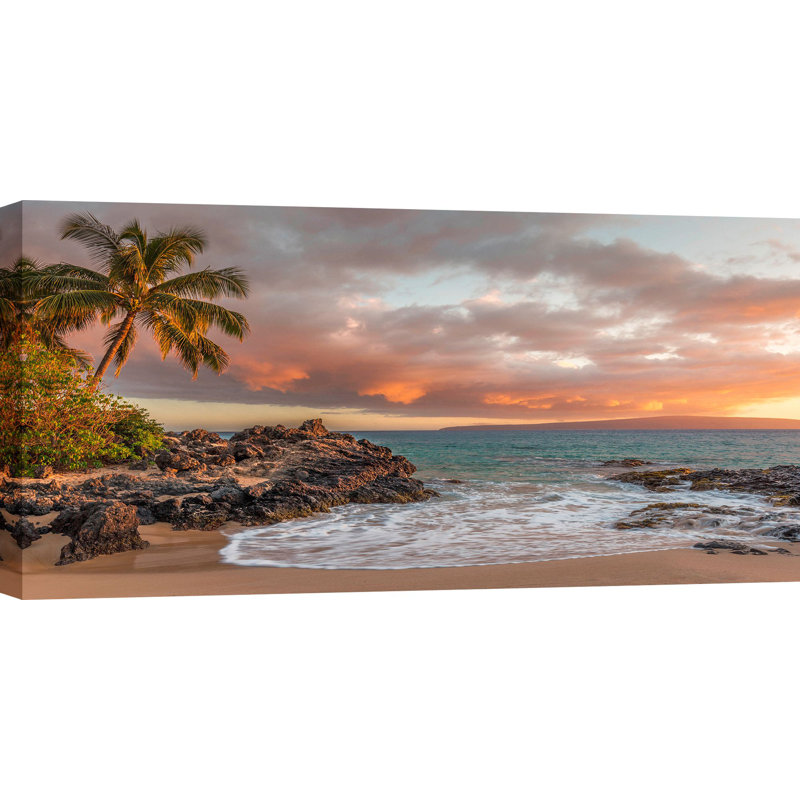 Sunset On A Tropical Beach - Wrapped Canvas Print, 50cm H x 100cm W x 4cm D