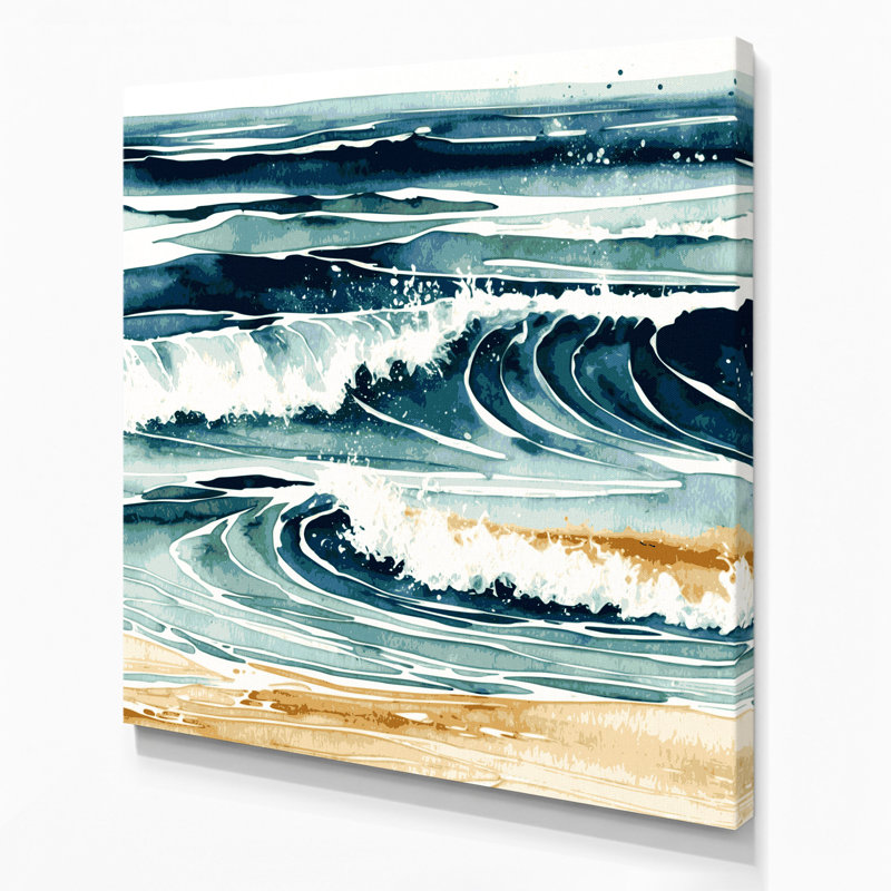 Art mural sur toile blanc "Coastal Coastal Surface", H 8 po x l 8 po