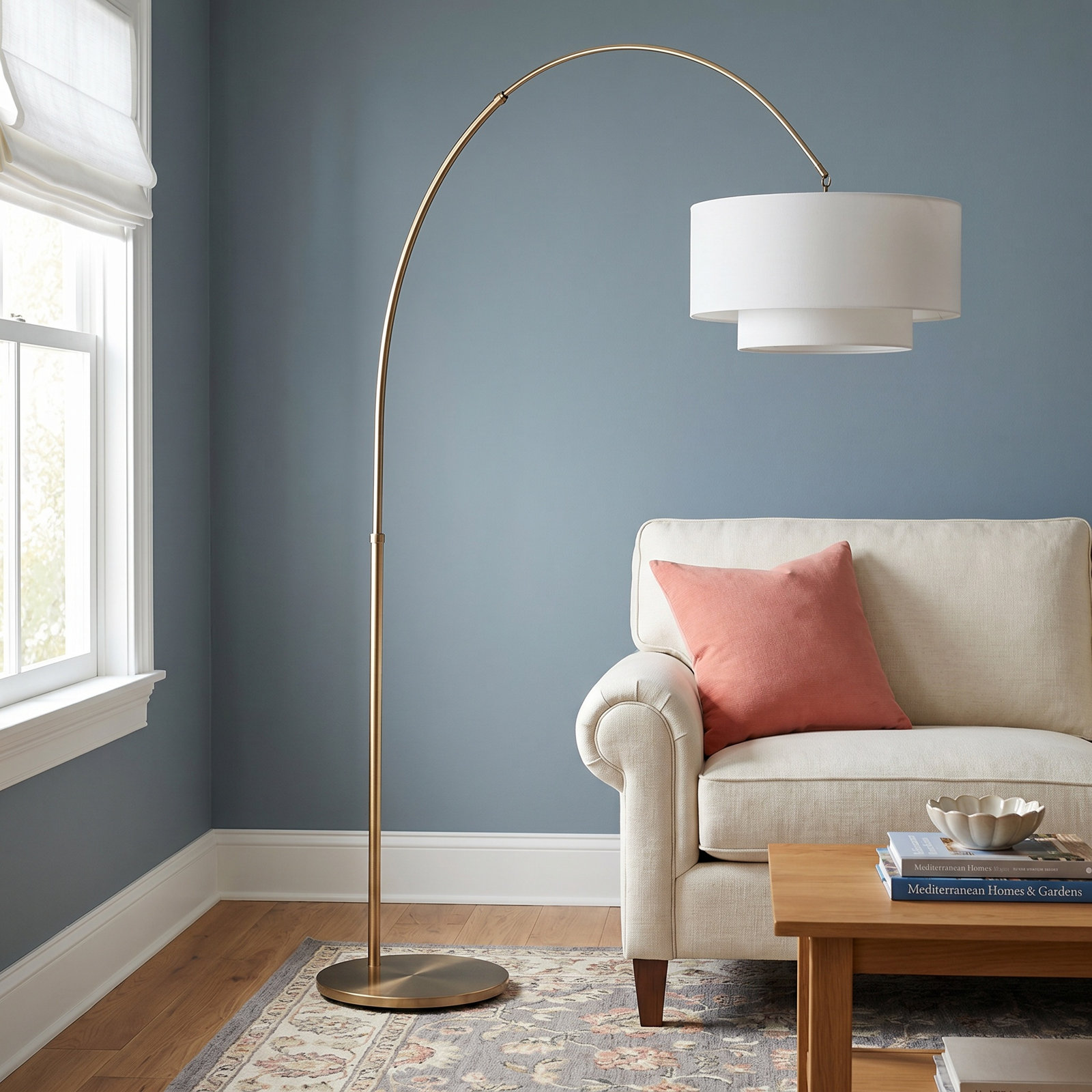 Sawyer 75'' Dimmable Floor Lamp, Burnished Brass