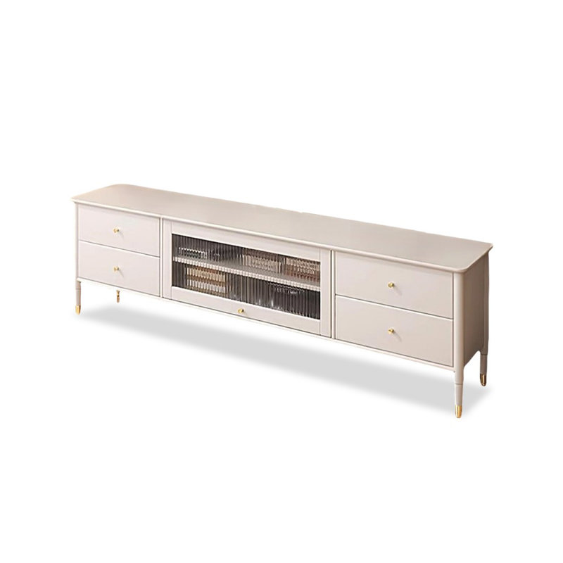 Meuble télé moderne en bois massif beige, H 19,69 po x L 59,06 po x l 15,75 po