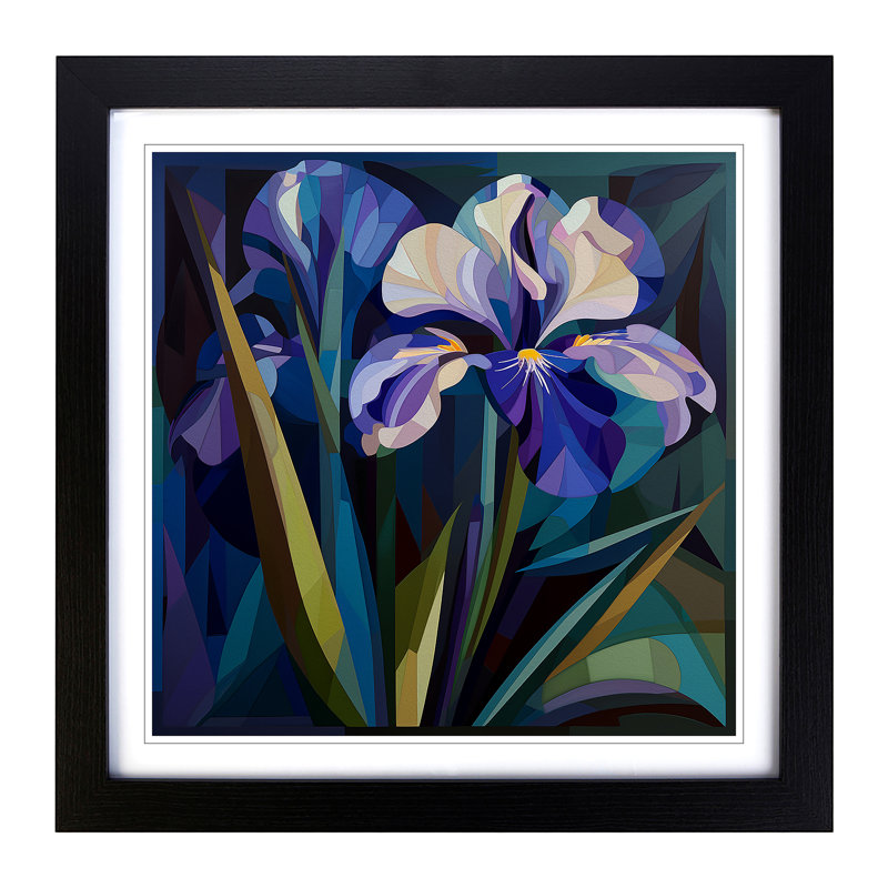 Iris Flower Constructivism - Framed Print, Black