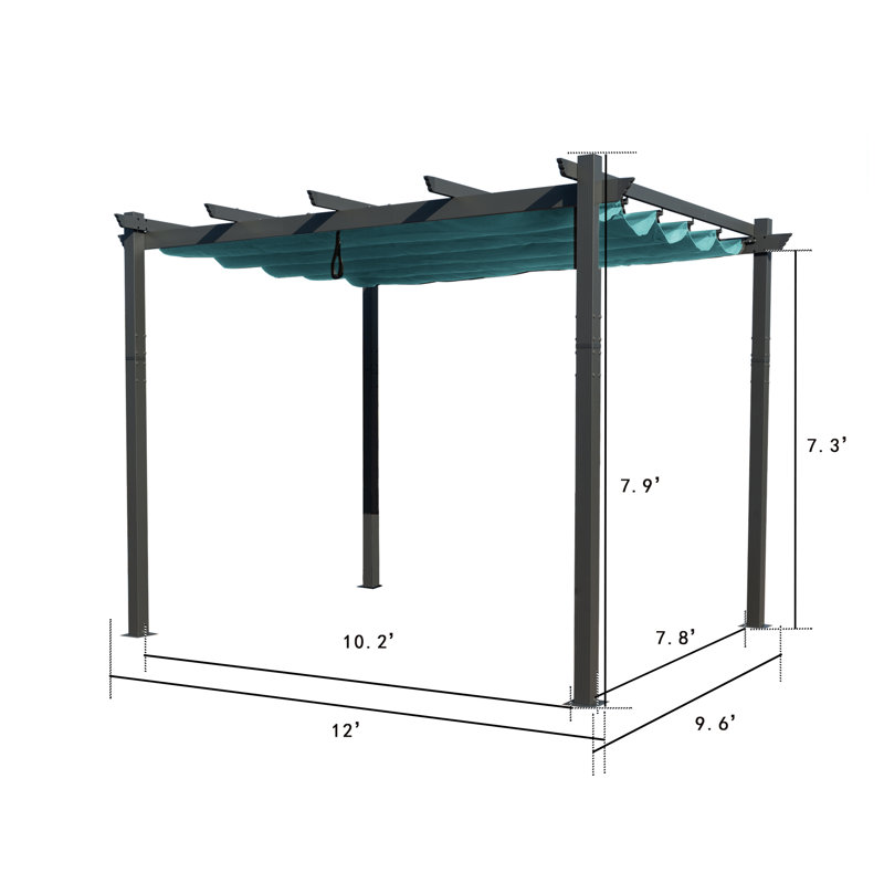 Pergola en métal avec auvent, Bleu, Abri de garage en plastique l 10 pi. x P 12 pi. po