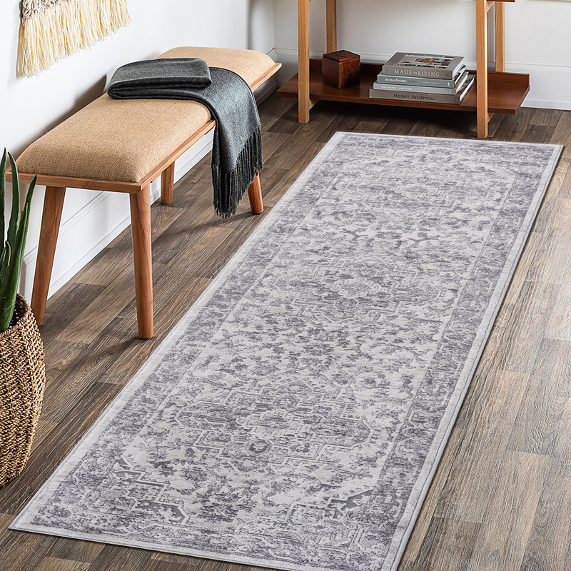 Loom & Non-Shedding Area Rug 2X8 Silver - Suitable For Dining Room, Dorm Home Office Stain , Soft Surface Contemporary Bedroom, Room Non-Shedding, Long-Term Use