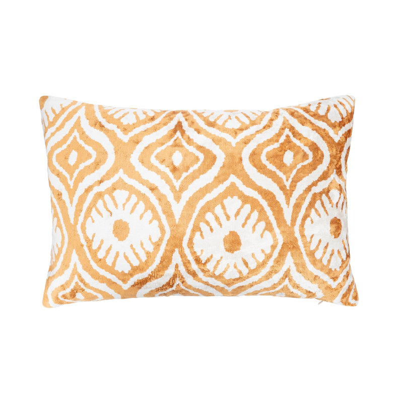 Oreiller en velours de soie Ikat, 16 po x 24 po