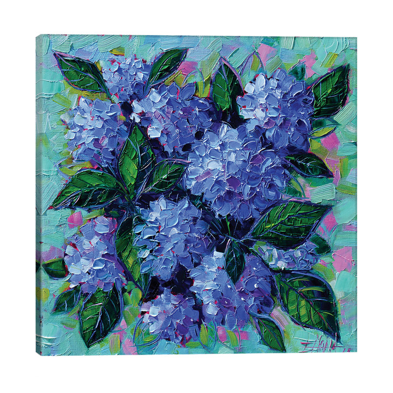 Blue Hydrangeas by Mona Edulesco - Wrapped Canvas Painting, 45.72 cm H x 45.72 cm W x 1.91 cm D