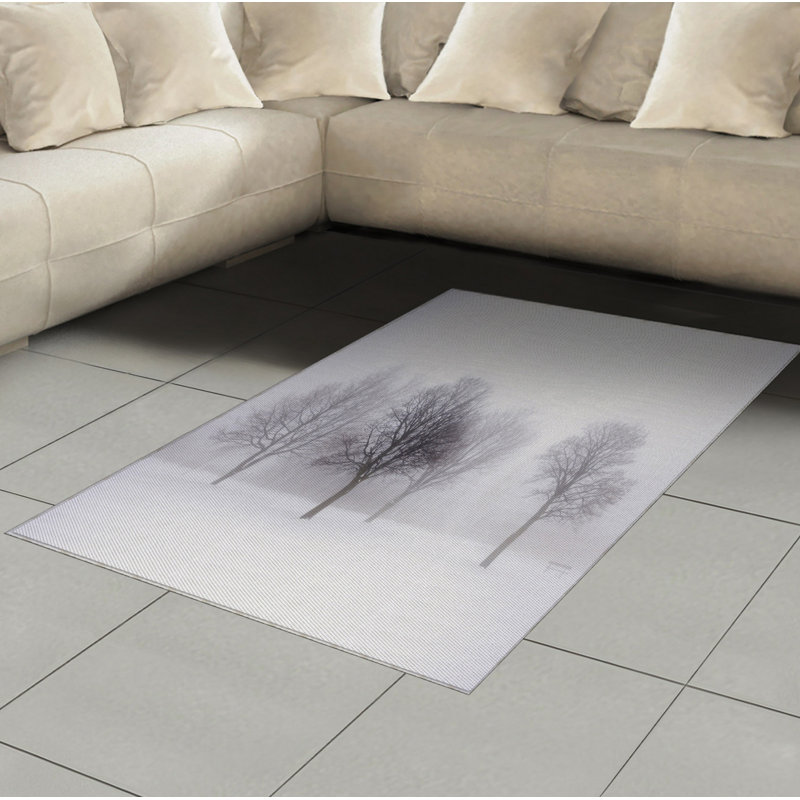 Tapis décoratif blanc à haute densité en fibres longues d'hiver, Rectangle— 4 pi x 5 pi 8 po