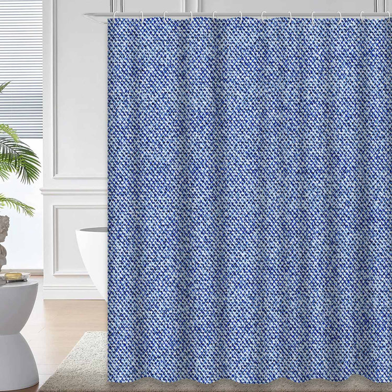 Rideau de douche géométrique avec 12 crochets, L 72 po x l 78 po
