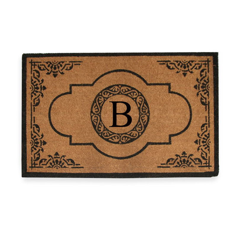 Issac Natural Coir 36" X 72" Entry Double Monogrammed Doormat , B