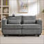 Canapé-lit convertible avec causeuse 63 po avec ports USB, porte-gobelets, rangement | Gris ardoise | Velours côtelé Sofas