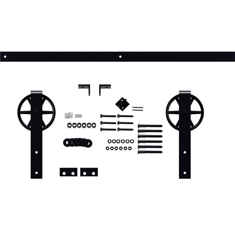 Ensemble de quincaillerie pour porte de grange standard Premium, Gris foncé, 84 po