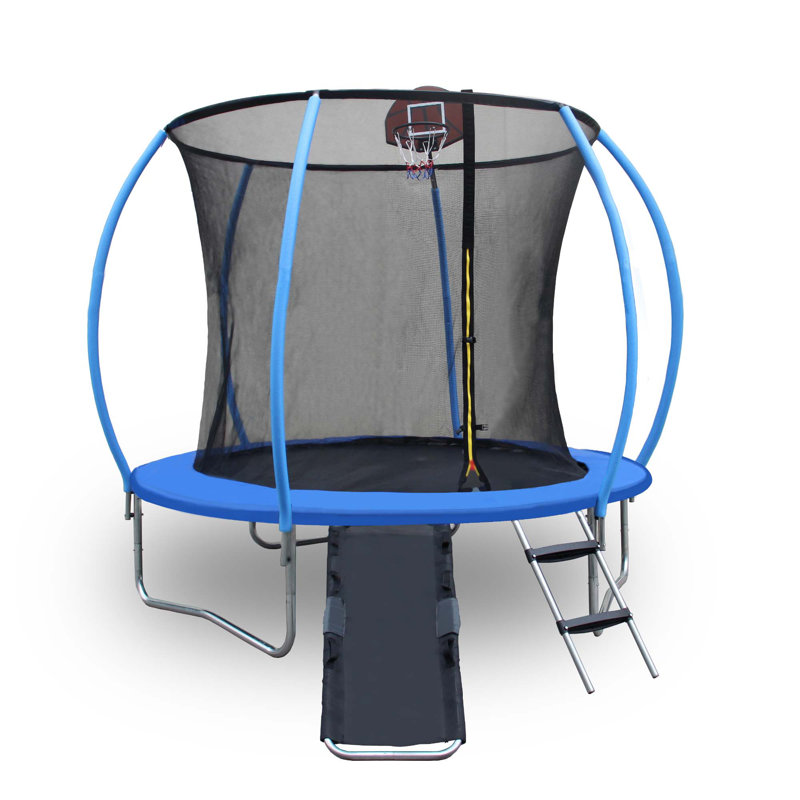Trampoline d'extérieur pour enfants avec caractéristiques de sécurité avancées et options de divertissement multiples