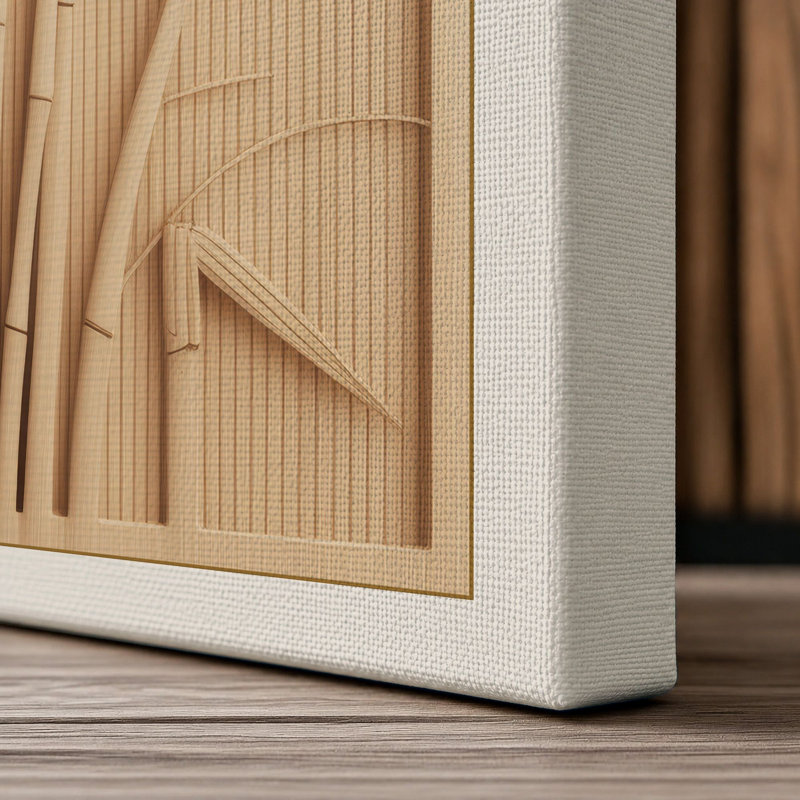 Bamboo Relief Botanical 1 Piece Wrapped Canvas Wall Art, 30x20 - 76.2 x 50.8 cm, Cream Border