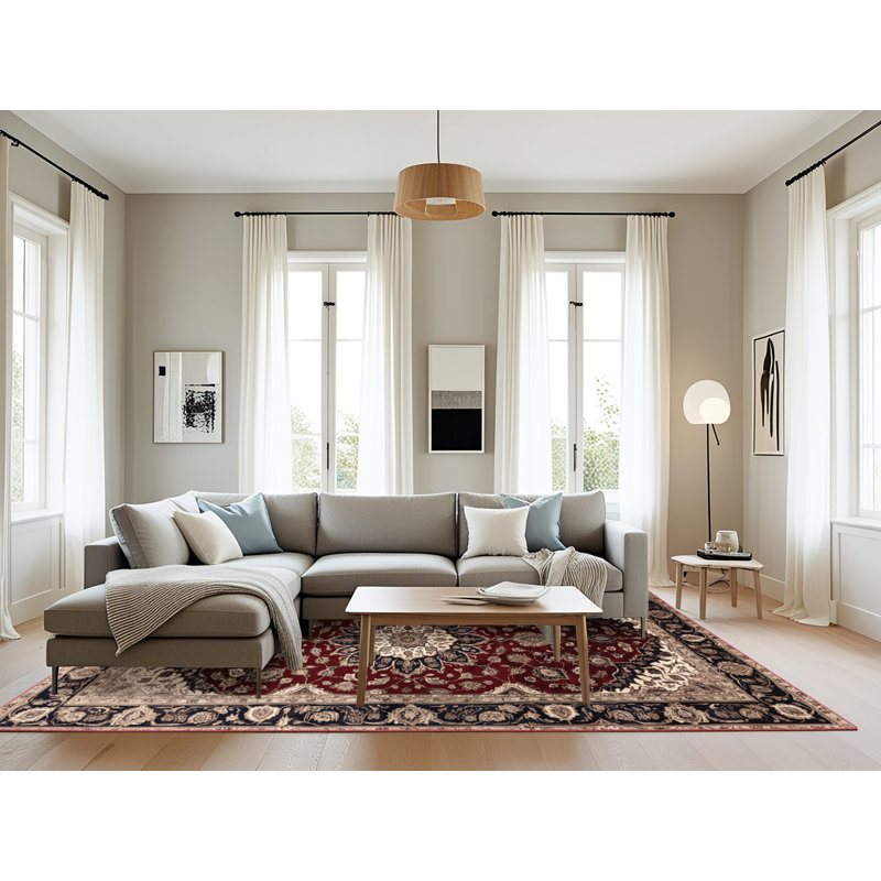 Machine Washable Persian Red Area Rug, Rectangle 8' x 12'