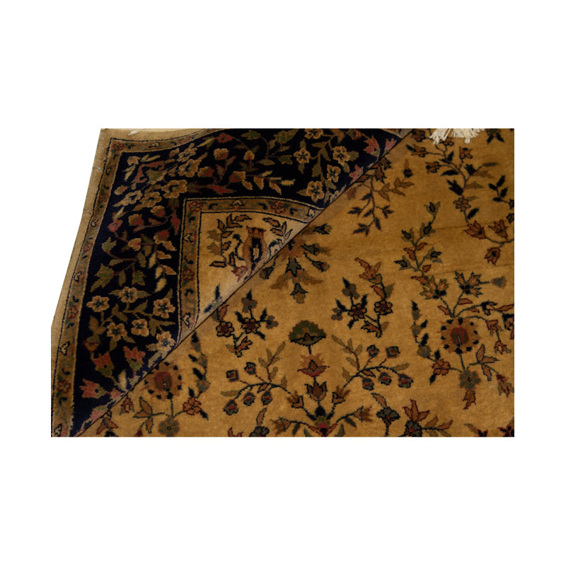 Tapis ivoire, crème et noir noué à la main de haute qualité