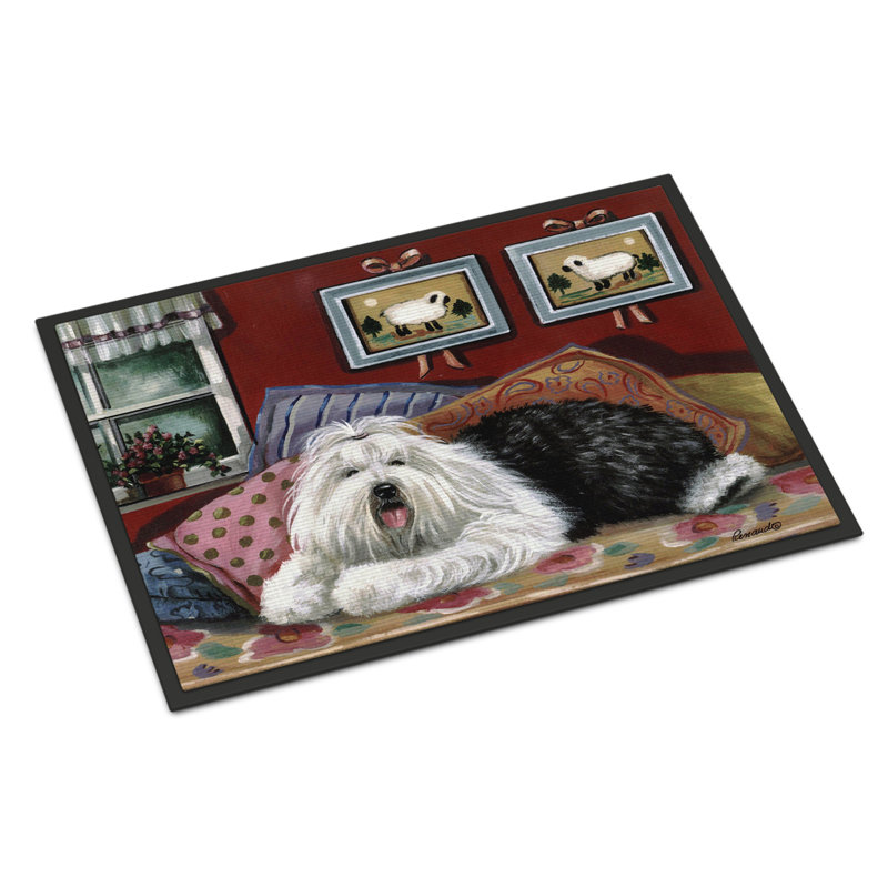 Tapis intérieur ou extérieur Westie A Winter's Night 24X36 PPP3276JMAT_Dog, Berger anglais « Sweet Dreams »