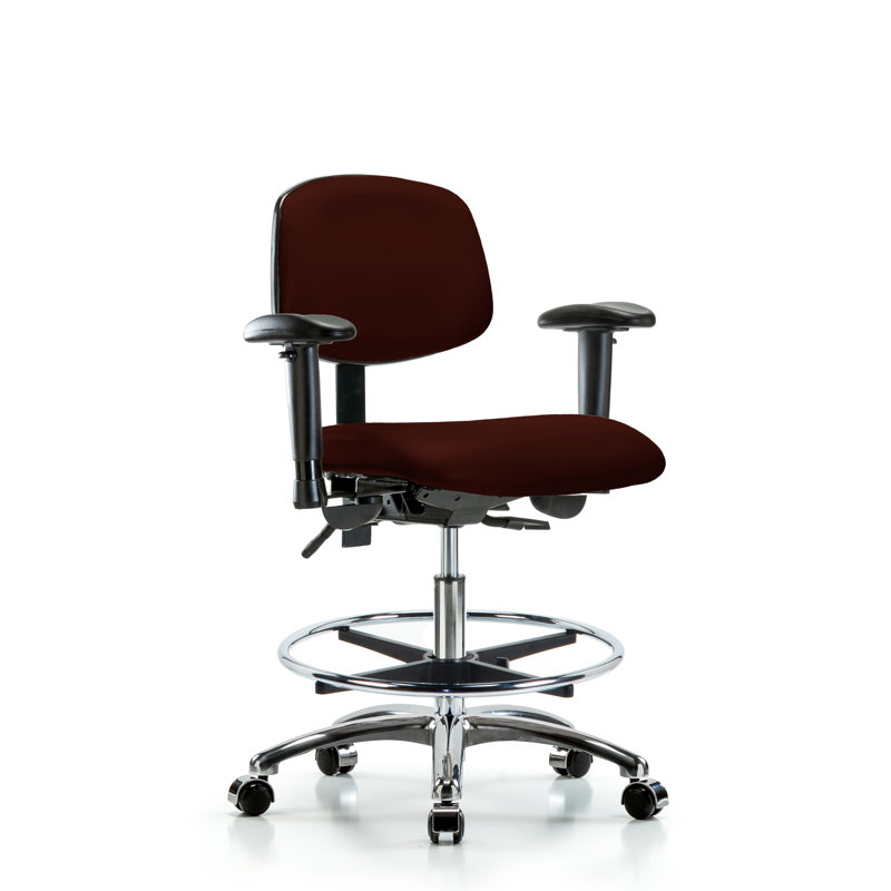 Aliya Vinyl Drafting Chair, Burgundy, Casters, Included