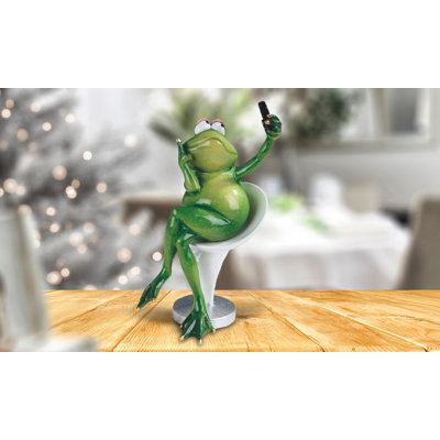 7.5"H Frog Taking Selfie Picture Funny Animal Figurine Unique Gifts