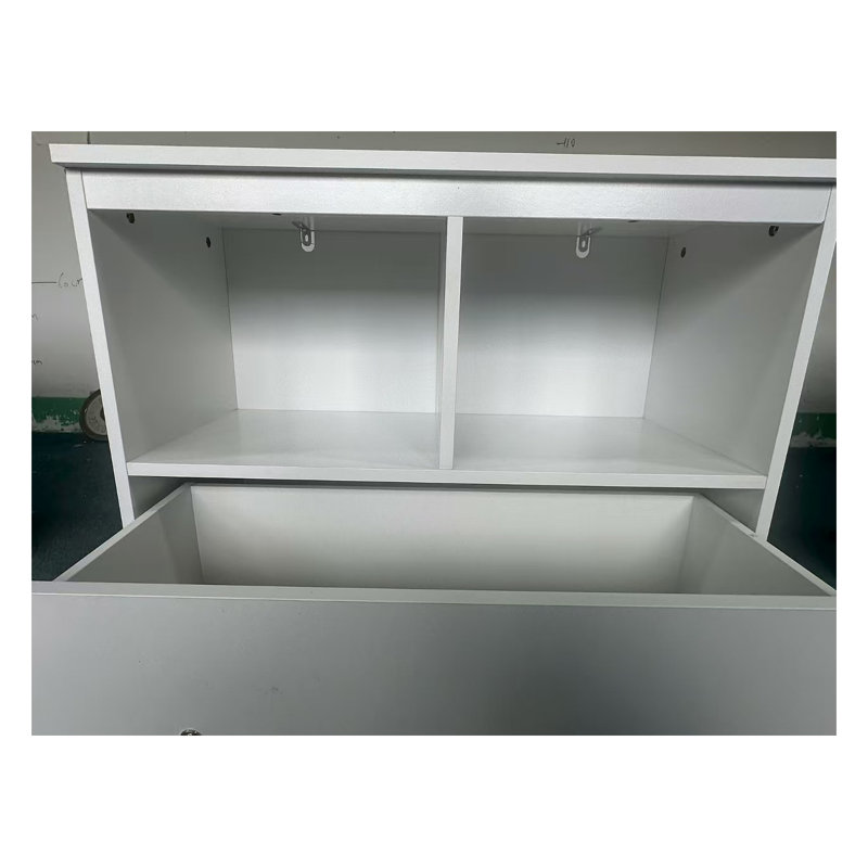Rangement pour jouets en bois d'ingénierie blanc avec grand tiroir et tablettes ouvertes