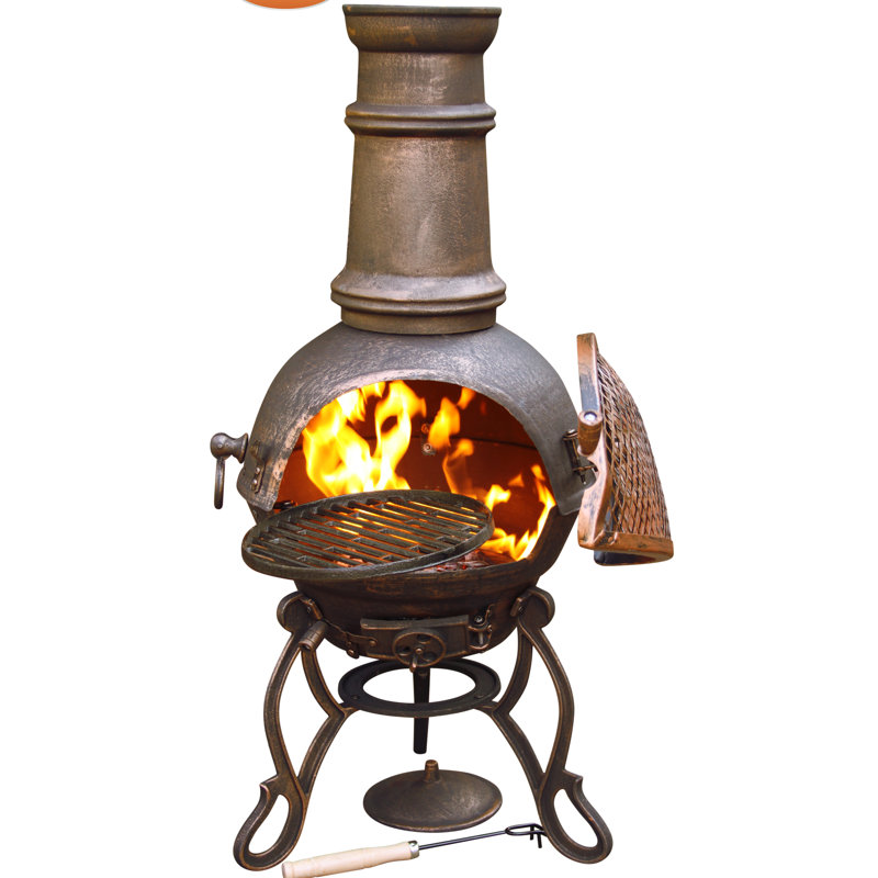 Toledo Column Cast Iron Smokeless Chimnea, 129cm H x 45cm W x 45cm D, Bronze