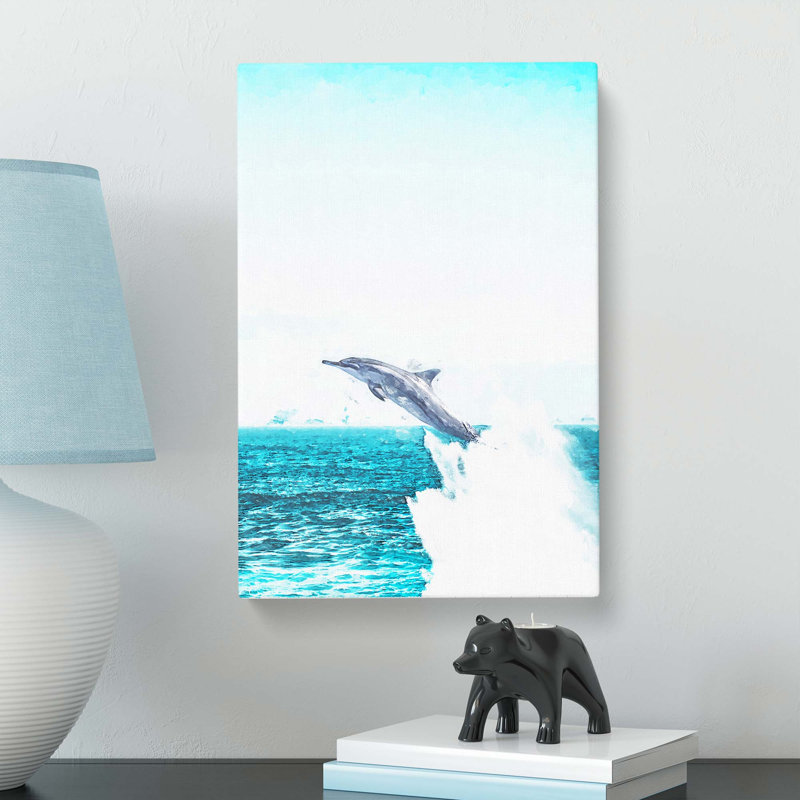 Jumping Dolphin - Wrapped Canvas, 76cm H x 50cm W x 3cm D
