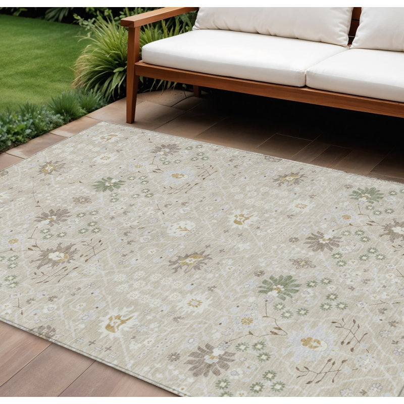 Tapis d'intérieur beige 9 pi x 12 pi beige oriental brun et vert