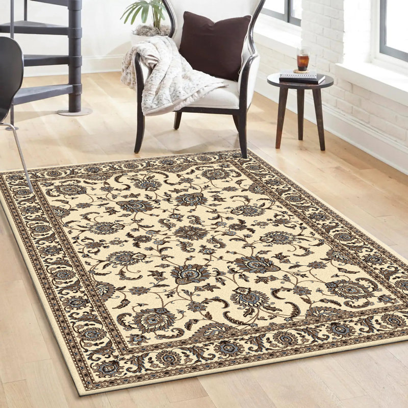 Weiser Ivory Traditional Oriental Area Rug, Rectangle 7'9" x 11'