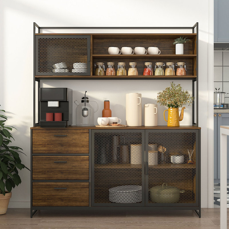 Nassima 59'' Sideboard with Bar Hutch, Rustic Brown