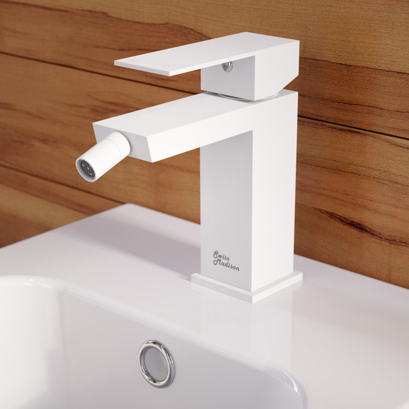 Matte White Brass Modern Bidet Faucet with Zinc Handle