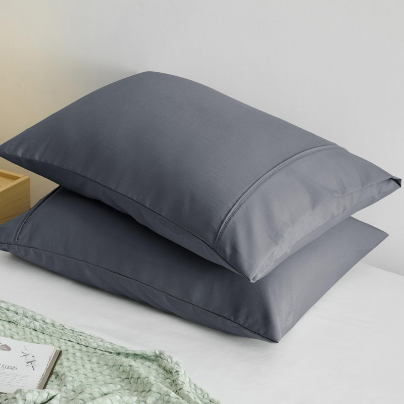 Bedsure Pillow Cases Standard Size - Polyester & Rayon Derived From Bamboo Cooling Pillowcase Set Of 2, Breathable, Soft And Wrinkle-Free Pillow Covers With Envelope Closure, Dark Grey, 20X26 Inches