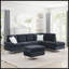 Canapé modulaire 3 places avec méridienne, repose-pieds avec rangement, pieds en métal et clous en cuivre-142259923