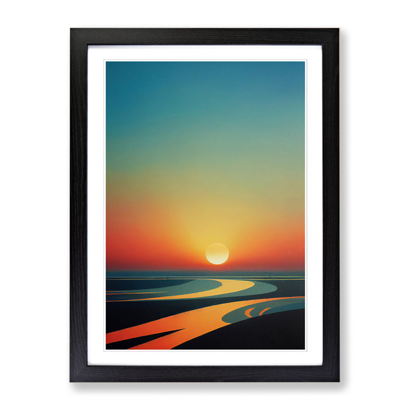 Sunset Textured - Single Picture Frame Print, 46cm H x 34cm W x 2cm D, Oak