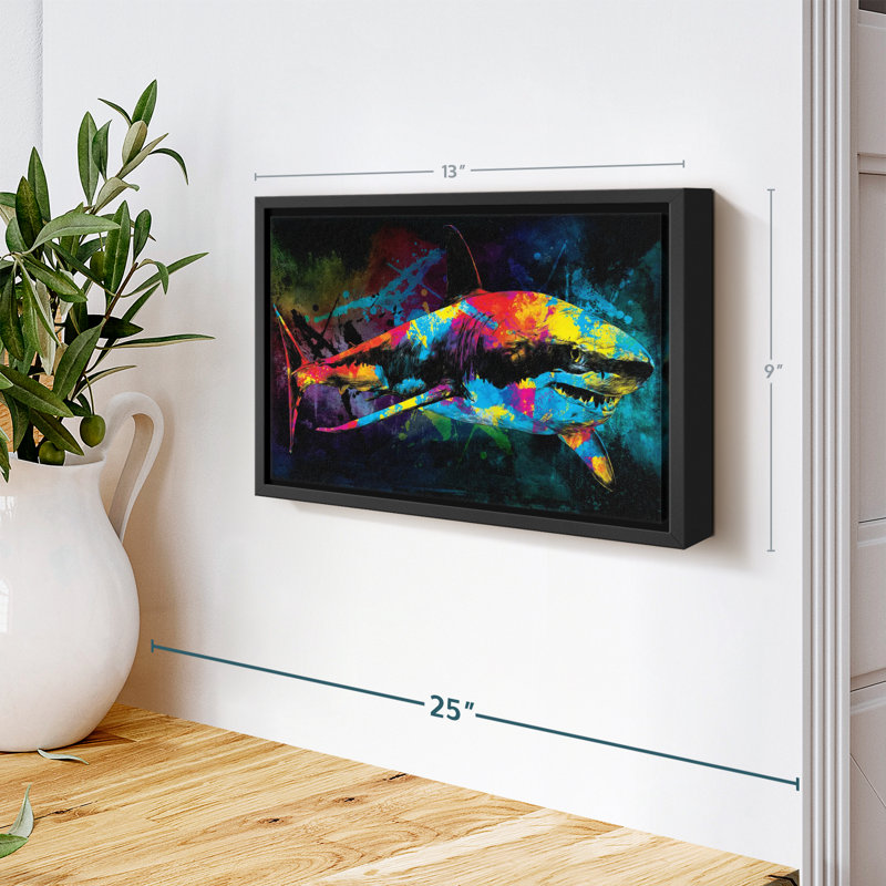"Art mural couleur grand requin blanc", H 13 po x l 9 po