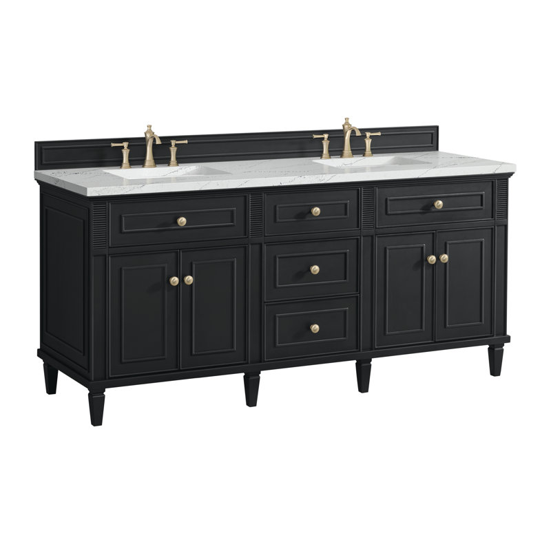 Lorelai 72'' W Double Vanity, Ethereal Noctis, Black Onyx, 8" Widespread