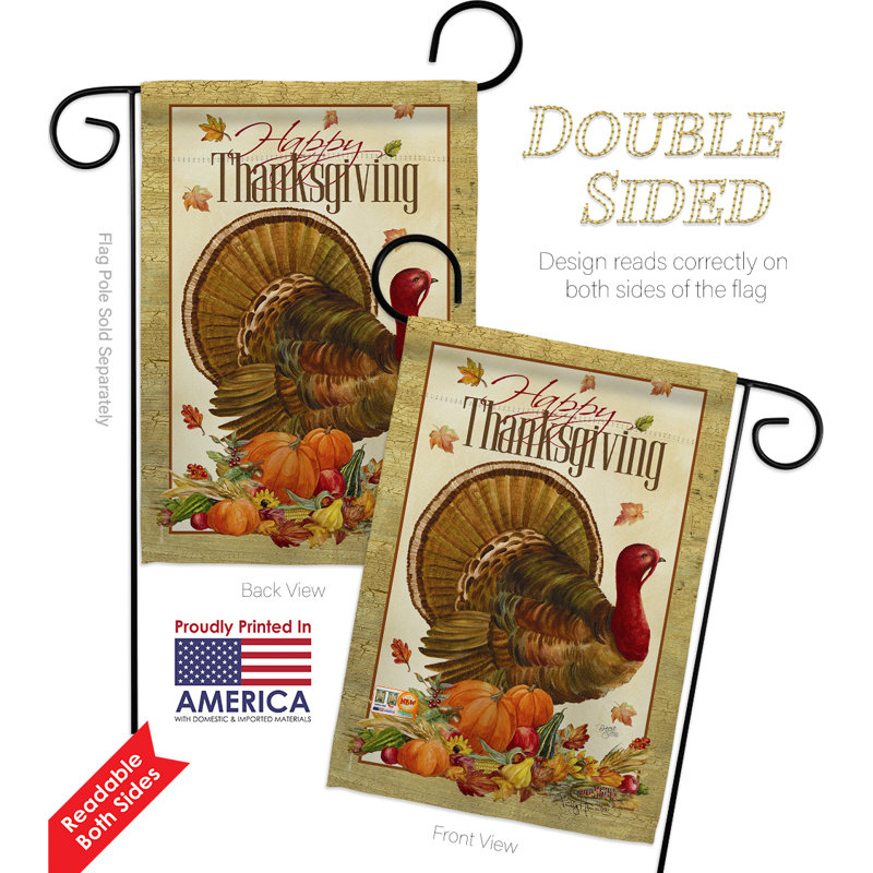 Ensemble de drapeaux 19 x 13 po Kakig Thanksgiving Turquie Fall Impressions, Brun / rouge / blanc