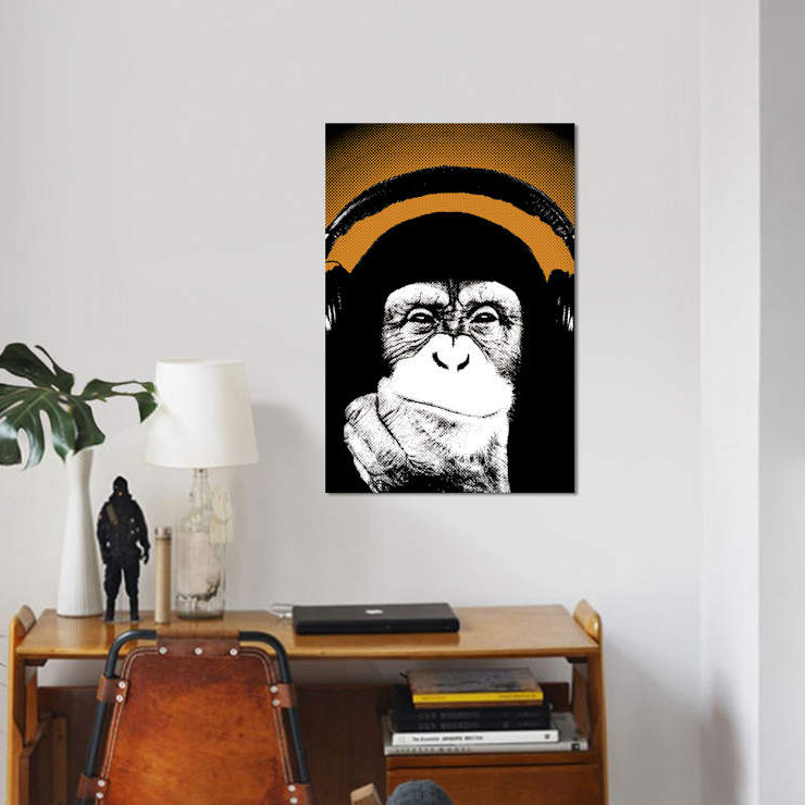 «Monkey BL V», impression sur toile, H 26 po x l 18 po x P 1,5 po, Toile tendue, Pas de tapis