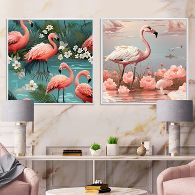 Flamingo Tropical Dream II - animaux, ensemble de 2 collants carrés flamants roses