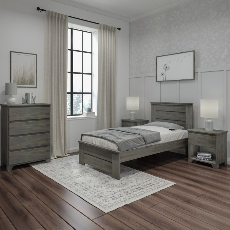  Ariarose Solid Wood Platform Bed, Twin, Driftwood